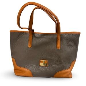 Valentina Gray & Tan Leather Large Tote Bag Shoulder Bag